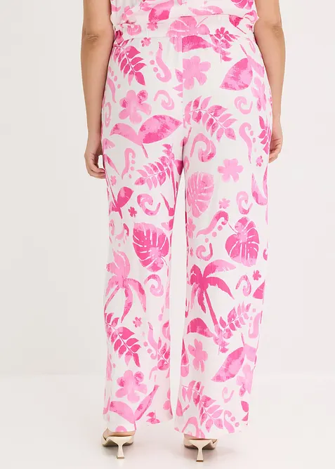 Pantaloni larghi fantasia in viscosa operata, bonprix