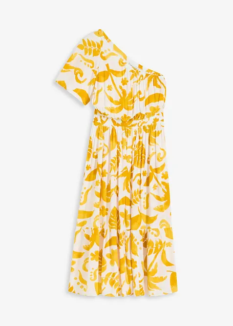 Abito monospalla fantasia in viscosa operata, bonprix