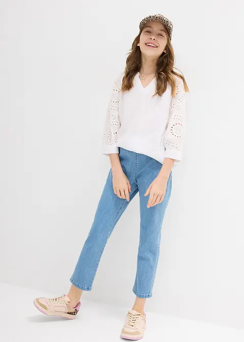 Pantaloni cropped con elastico in vita, vita media, bonprix