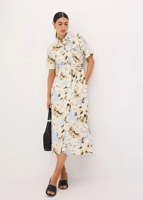 Abito chemisier in viscosa con cintura da annodare (2 pezzi), bonprix