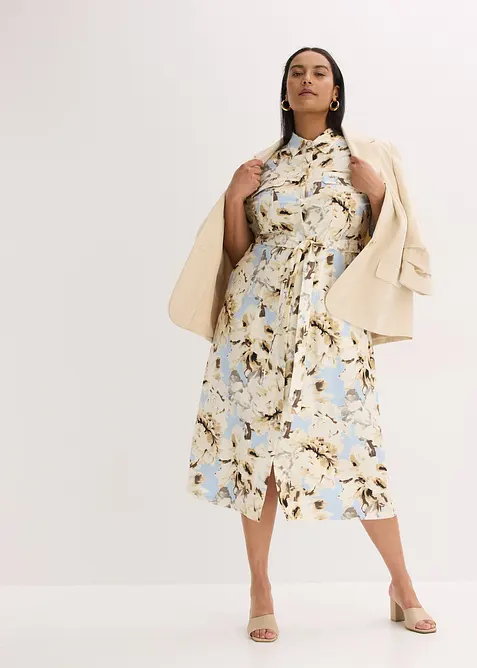 Abito chemisier in viscosa con cintura da annodare (2 pezzi), bonprix