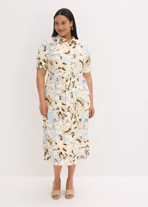 Abito chemisier in viscosa con cintura da annodare (2 pezzi), bonprix