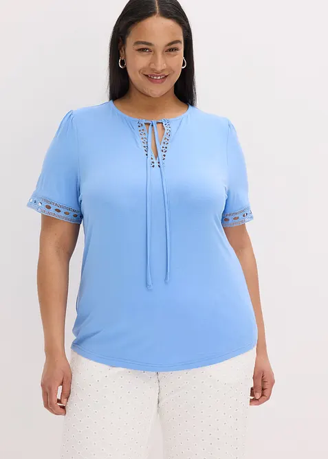 Maglia lunga con bordi in pizzo, bonprix