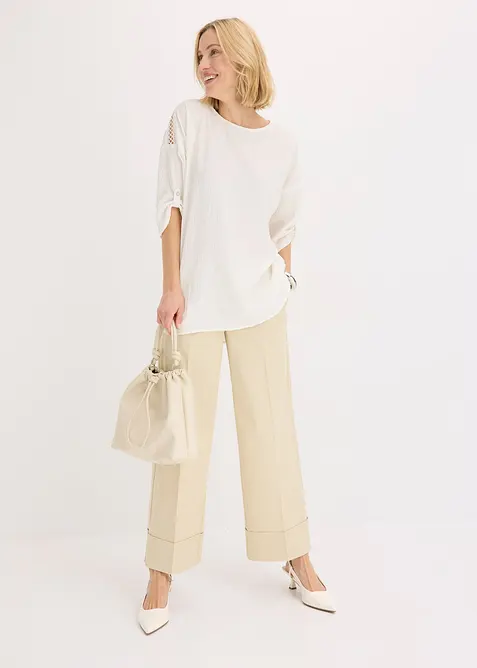 Tunica operata con bordi in pizzo, bonprix