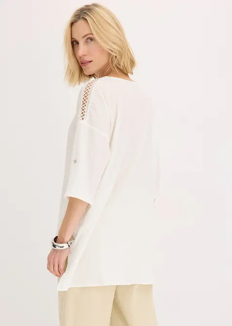 Tunica operata con bordi in pizzo, bonprix