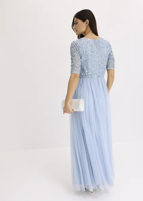 Abito da sera in tulle delicato con ricamo e paillettes, bonprix