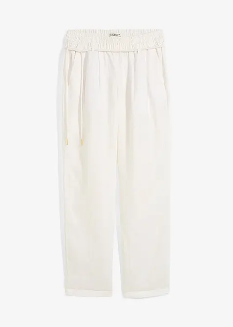 Pantaloni in puro lino con elastico in vita, bonprix