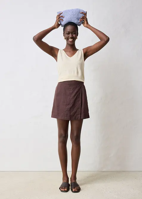 Gonna pantalone in puro lino, bonprix