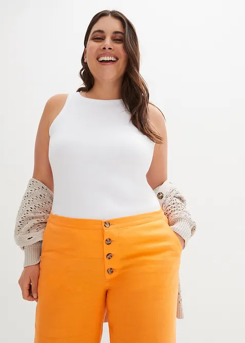 Pantaloni a palazzo lunghi  in misto lino, bonprix