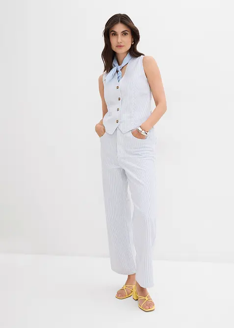 Jeans wide leg cropped, vita alta, bonprix