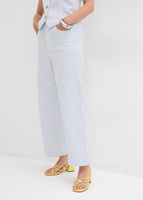 Jeans wide leg cropped, vita alta, bonprix