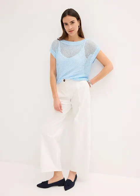 Maglione traforato in filato a nastro lucido, bonprix