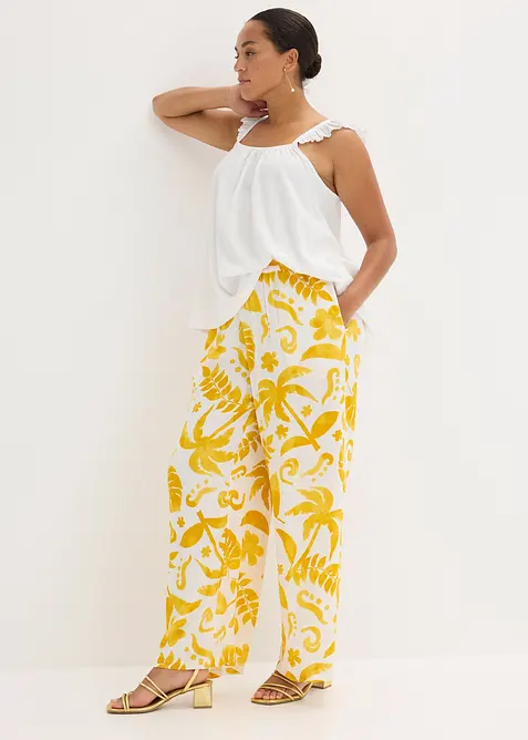 Top in jersey crêpe con volant alle spalline, bonprix