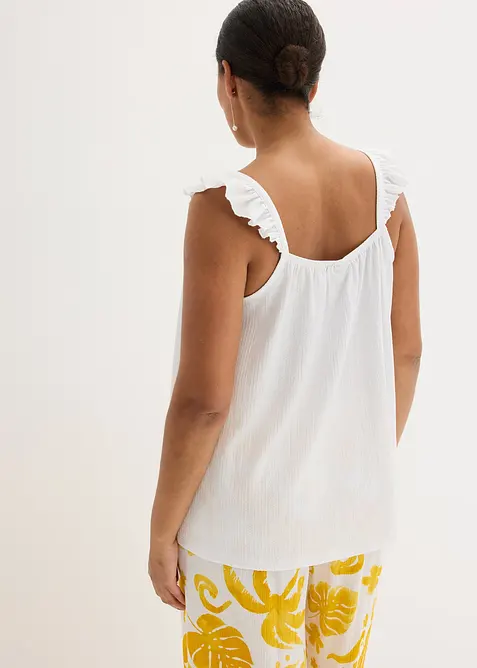 Top in jersey crêpe con volant alle spalline, bonprix