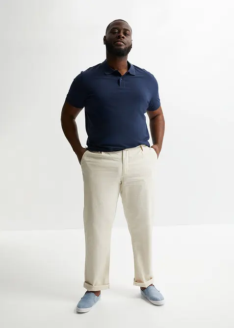 Pantaloni in misto lino con elastico in vita relaxed fit, straight, bonprix