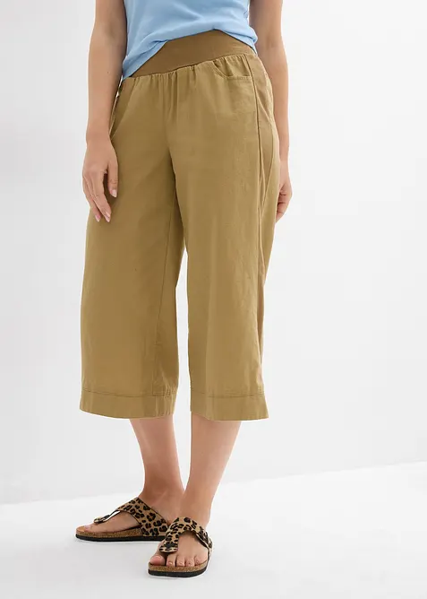 Pantaloni cropped in misto lino e cotone, bonprix