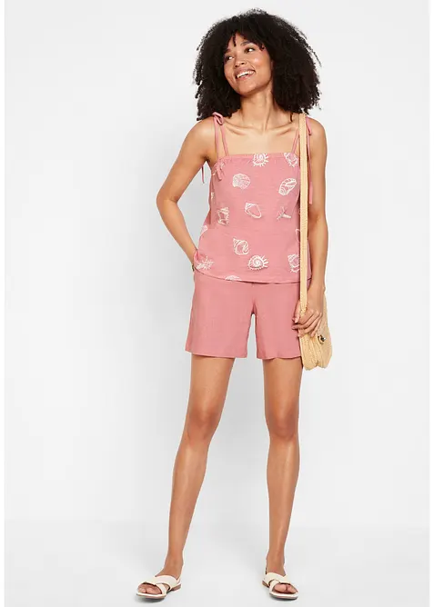 Shorts paper bag in misto lino, bonprix