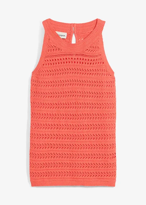 Top in maglia traforata in misto lino, bonprix