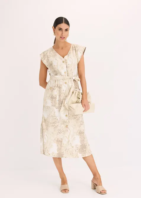 Abito con viscosa e cintura da annodare (set 2 pezzi), bonprix