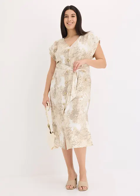 Abito con viscosa e cintura da annodare (set 2 pezzi), bonprix