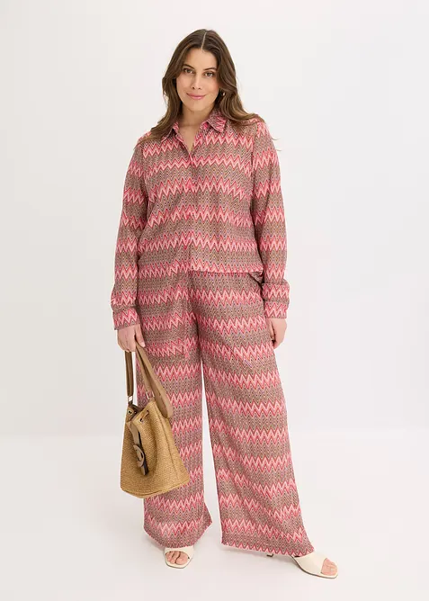 Camicetta lunga effetto uncinetto, bonprix