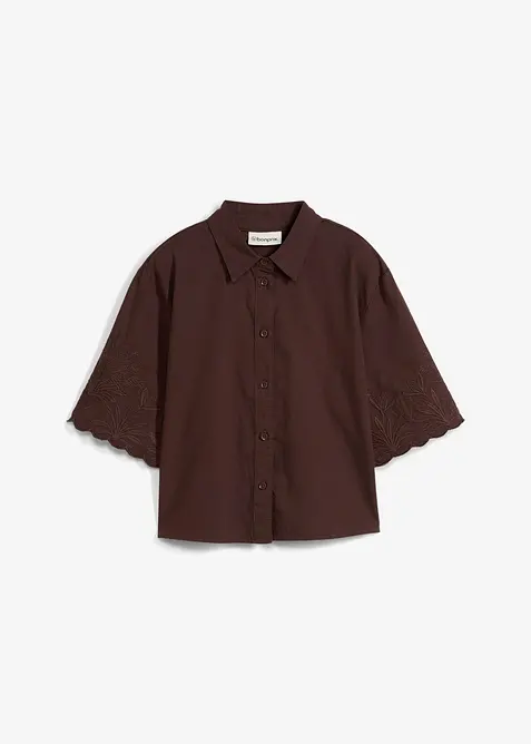 Camicia cropped in misto lino, bonprix