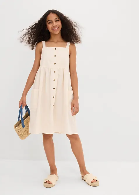 Abito con spalline in misto lino fresco, bonprix