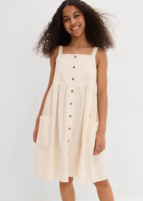 Abito con spalline in misto lino fresco, bonprix