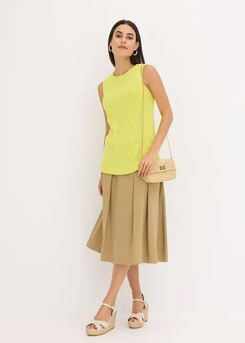 Top in maglia di cotone con lavorazione a rilievo, bonprix