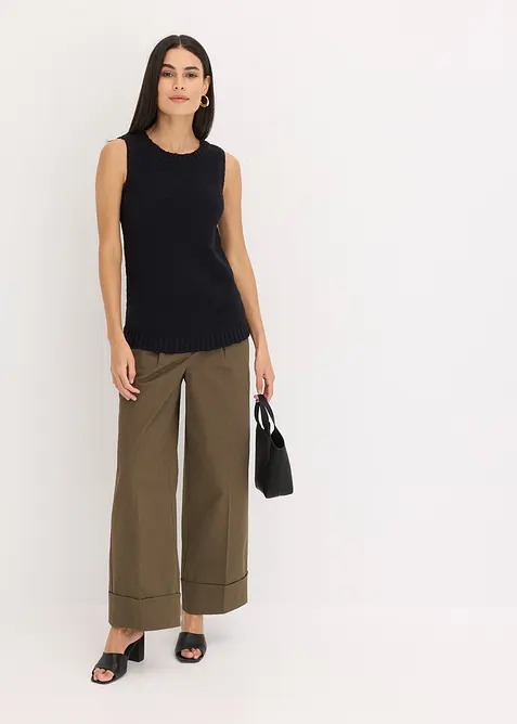 Top in maglia di cotone con lavorazione a rilievo, bonprix