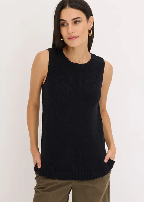 Top in maglia di cotone con lavorazione a rilievo, bonprix