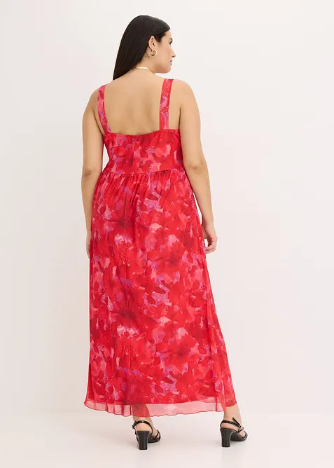 Abito lungo in mesh fantasia morbido, bonprix