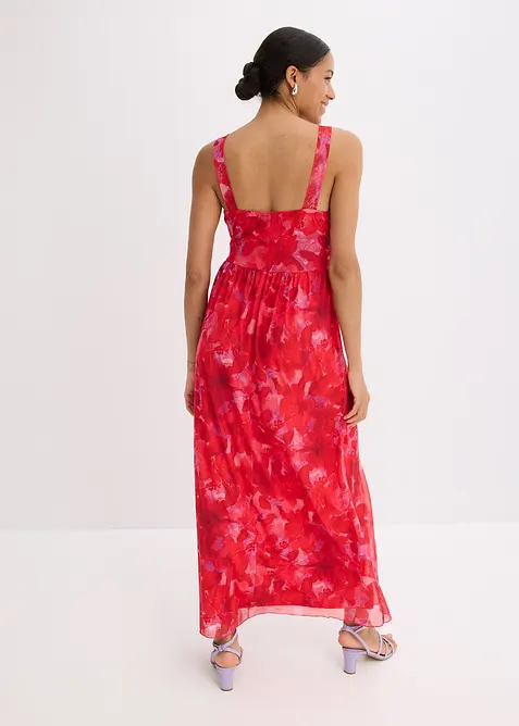 Abito lungo in mesh fantasia morbido, bonprix