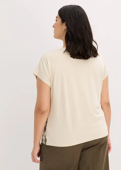 Maglia oversize con applicazione di pizzo sullo scollo, bonprix