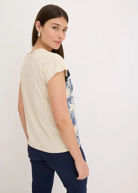 Maglia oversize con applicazione di pizzo sullo scollo, bonprix