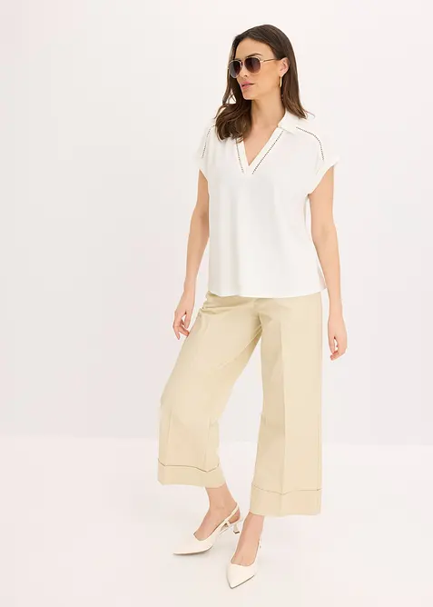 Polo in piquet di viscosa con inserto di pizzo, bonprix