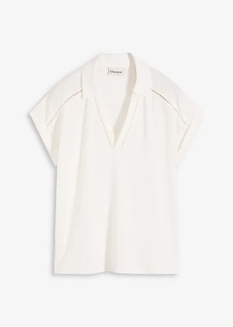 Polo in piquet di viscosa con inserto di pizzo, bonprix