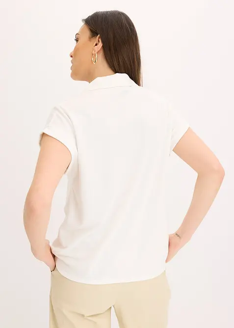 Polo in piquet di viscosa con inserto di pizzo, bonprix