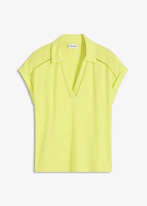 Polo in piquet di viscosa con inserto di pizzo, bonprix