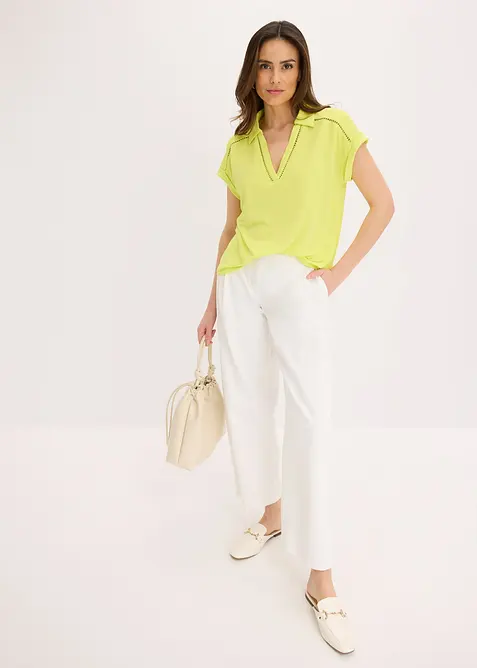 Polo in piquet di viscosa con inserto di pizzo, bonprix