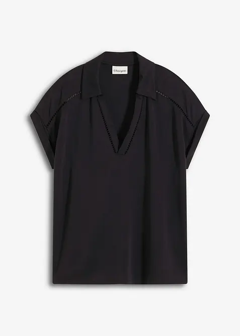 Polo in piquet di viscosa con inserto di pizzo, bonprix