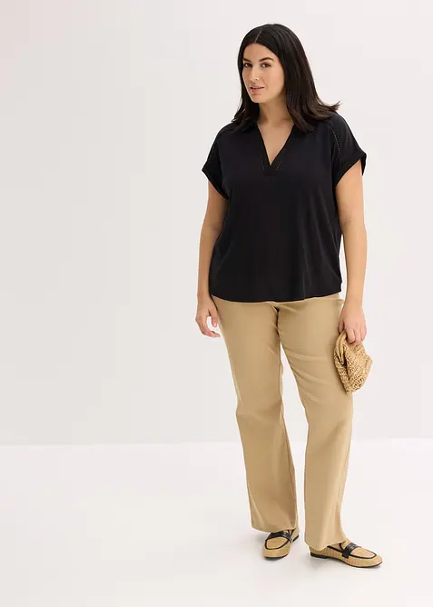 Polo in piquet di viscosa con inserto di pizzo, bonprix