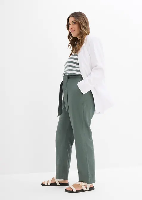 Pantaloni in misto lino e viscosa leggero, bonprix