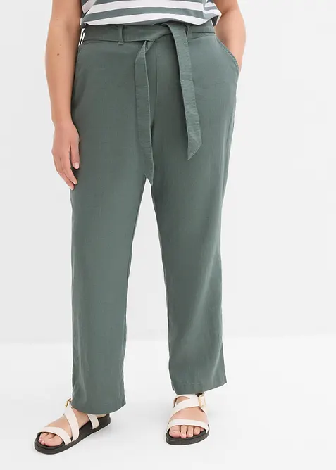 Pantaloni in misto lino e viscosa leggero, bonprix