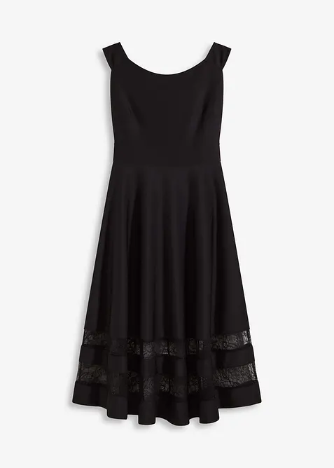 Abito con spalle scoperte, pizzo e cintura, bonprix