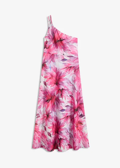 Abito monospalla in crêpe operato, bonprix