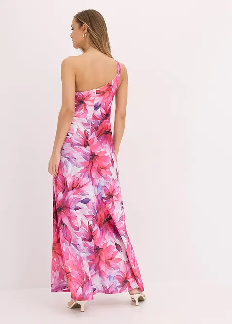 Abito monospalla in crêpe operato, bonprix