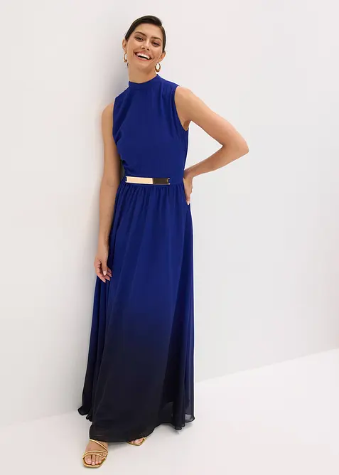 Abito di chiffon con colletto e inserto in vita, bonprix