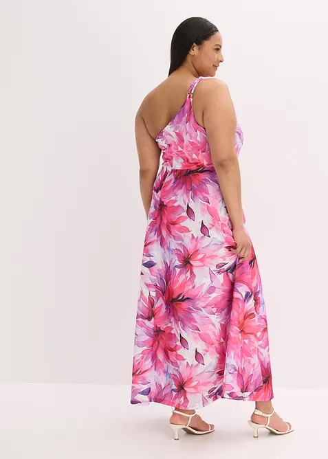 Abito monospalla in crêpe operato, bonprix