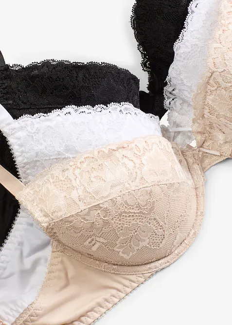 Reggiseno push-up con pizzo fine (pacco da 3), bonprix